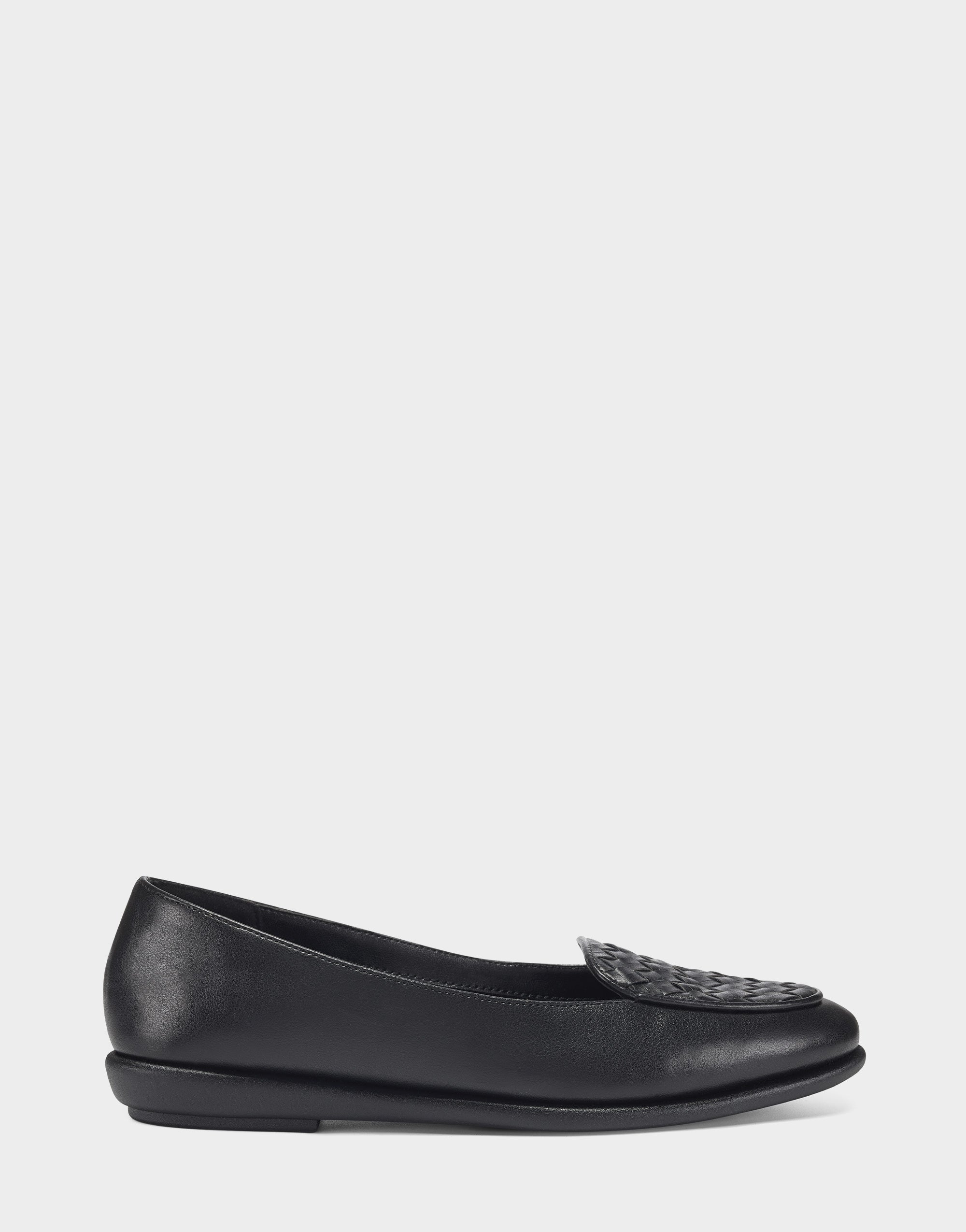 Black Faux Leather Loafer with Weaved Upper Brielle – Aerosoles