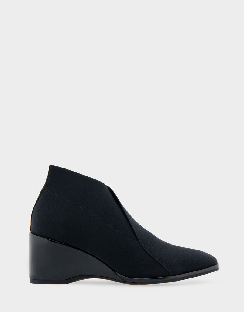 Anini Black Elastic Stretch Fabric Wedge Heel Ankle Boot – Aerosoles