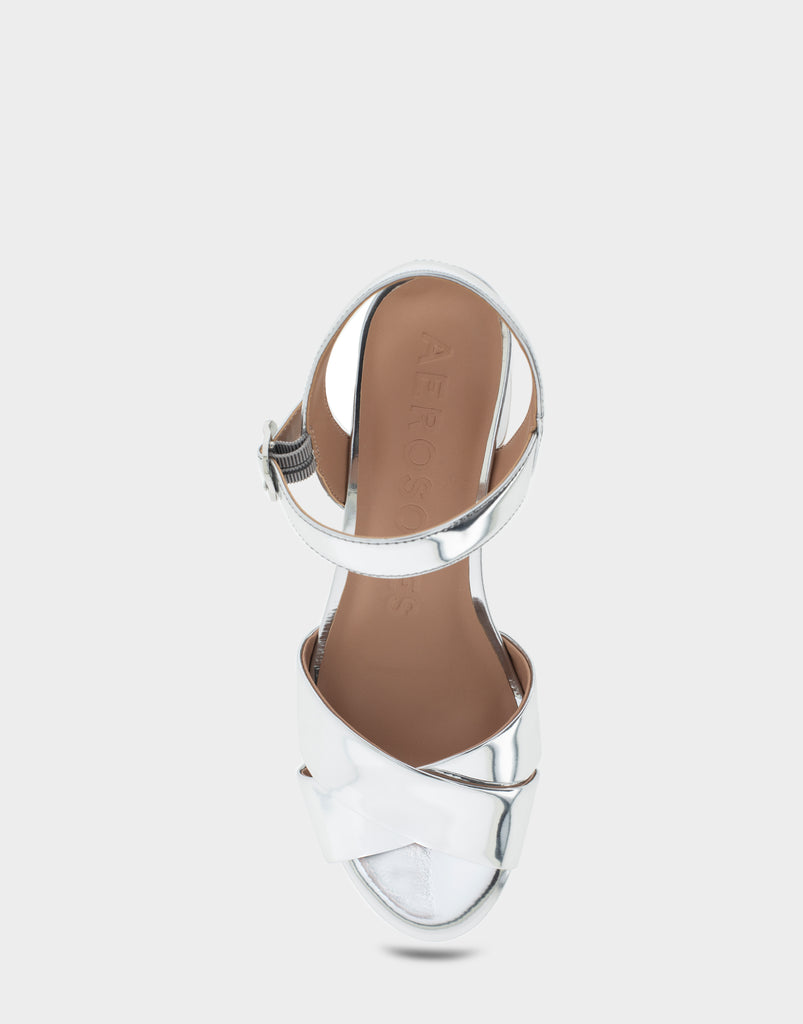 Loeffler Randall | Rivka Silver Leather Platform Sandal l Heeled Sandals l  Footwear