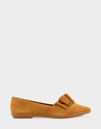 Dillion Quiet Shade Genuine Suede Ruffled Point Toe Flat – Aerosoles