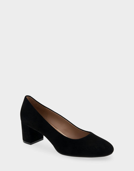 Ebel Black Genuine Suede Mid Heel Pump – Aerosoles