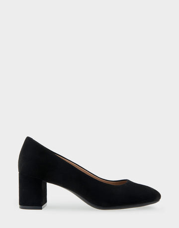 Ebel Black Genuine Suede Mid Heel Pump – Aerosoles