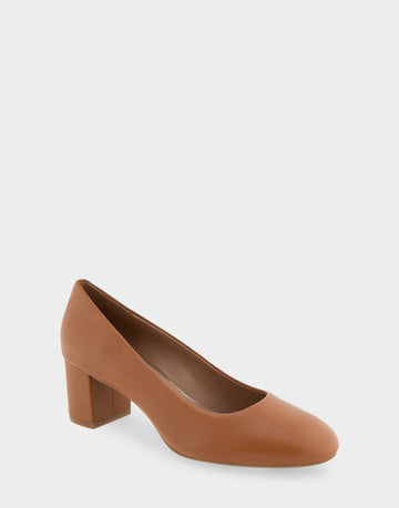 Ebel Tan Genuine Leather Mid Heel Pump – Aerosoles