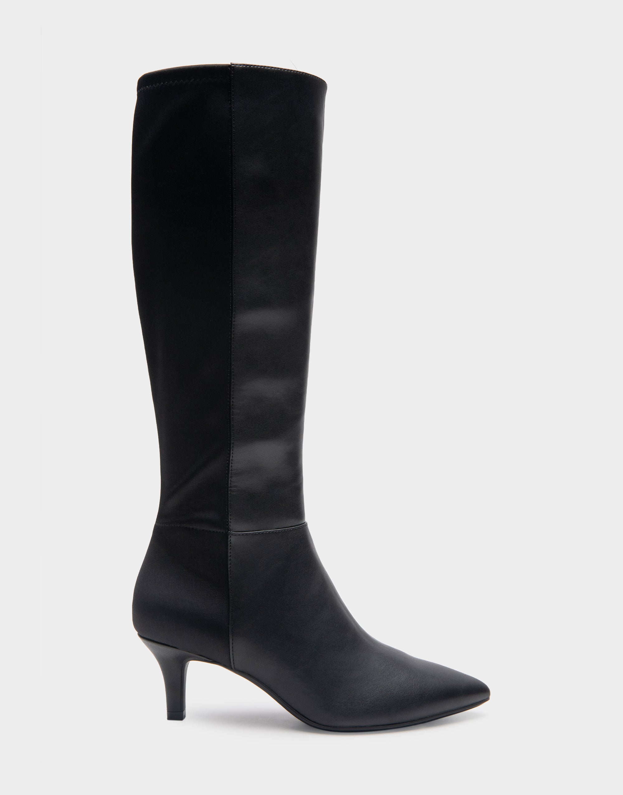 Black leather pointy selling toe kitten low heels over the knee boots booties shoes