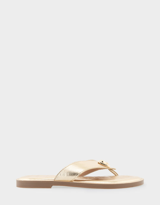 Galen Soft Gold Faux Leather Ornamented Thong Sandal – Aerosoles