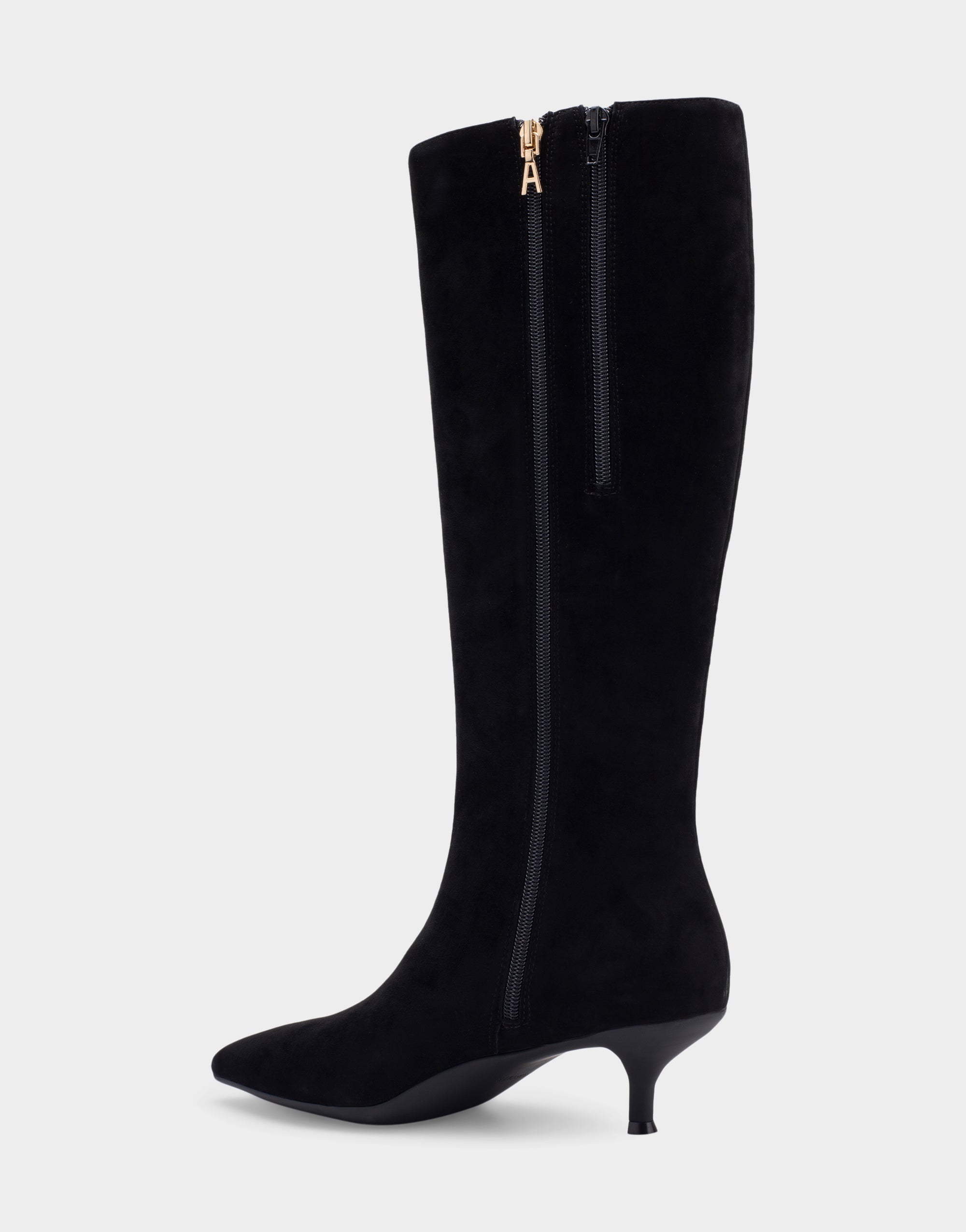 Loano Black Genuine Suede Kitten Heel Tall Shaft Boot Aerosoles