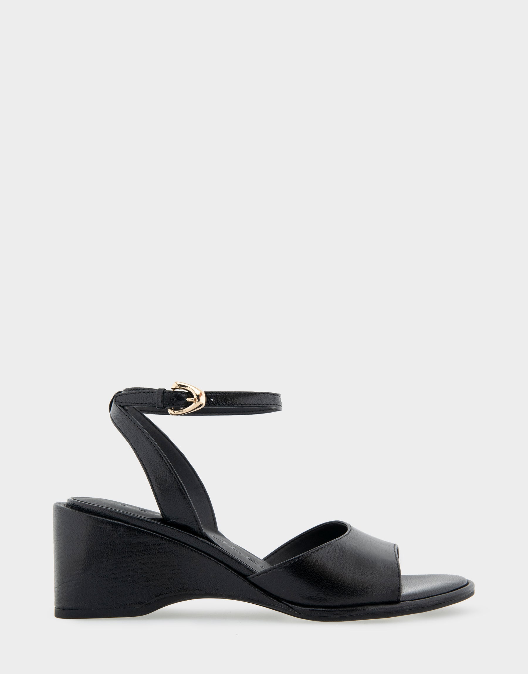 Nixon Black Leather Two Piece Ankle Strap Wedge Sandal – Aerosoles