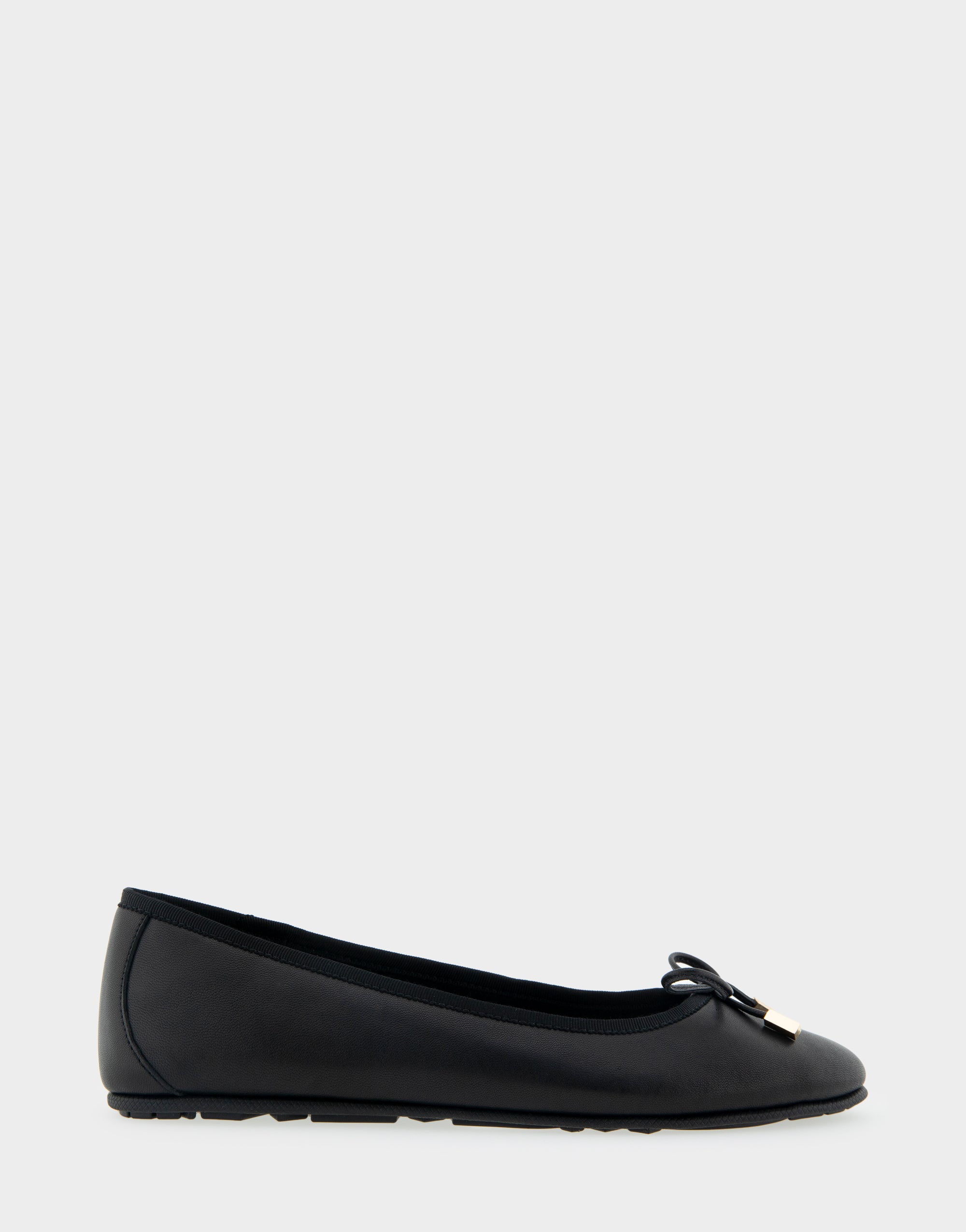 Pia Black Genuine Leather Hidden Wedge Ballet Flat Aerosoles