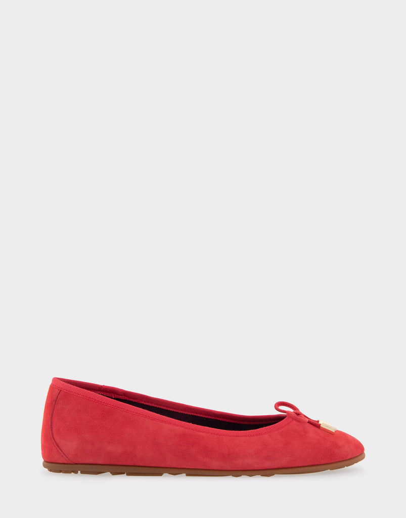 Pia Racing Red Genuine Suede Hidden Wedge Ballet Flat – Aerosoles