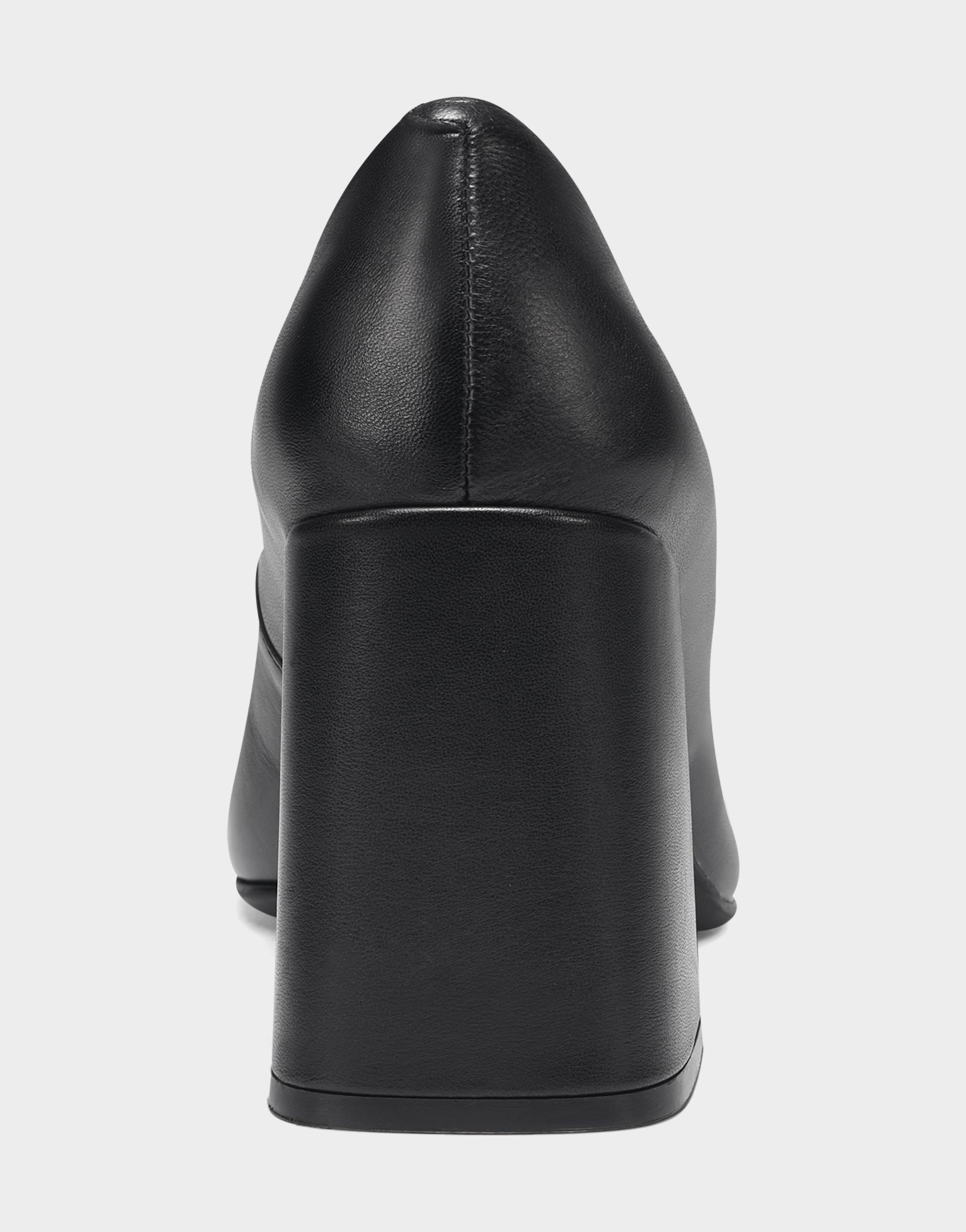 Isabel Black Leather Almond Toe Block Heel Pump – Aerosoles