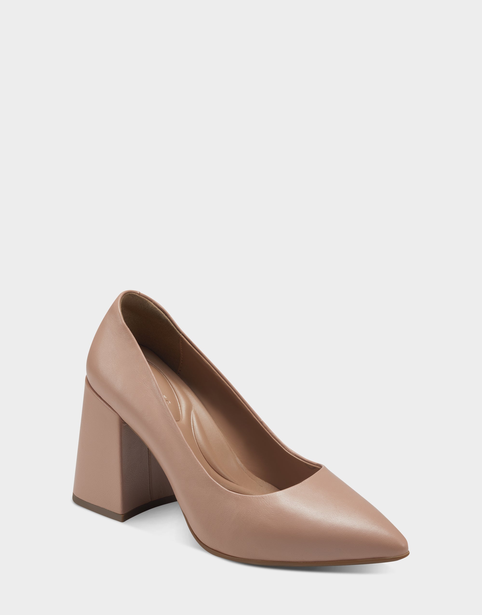 Isabel Natural Leather Almond Toe Block Heel Pump – Aerosoles