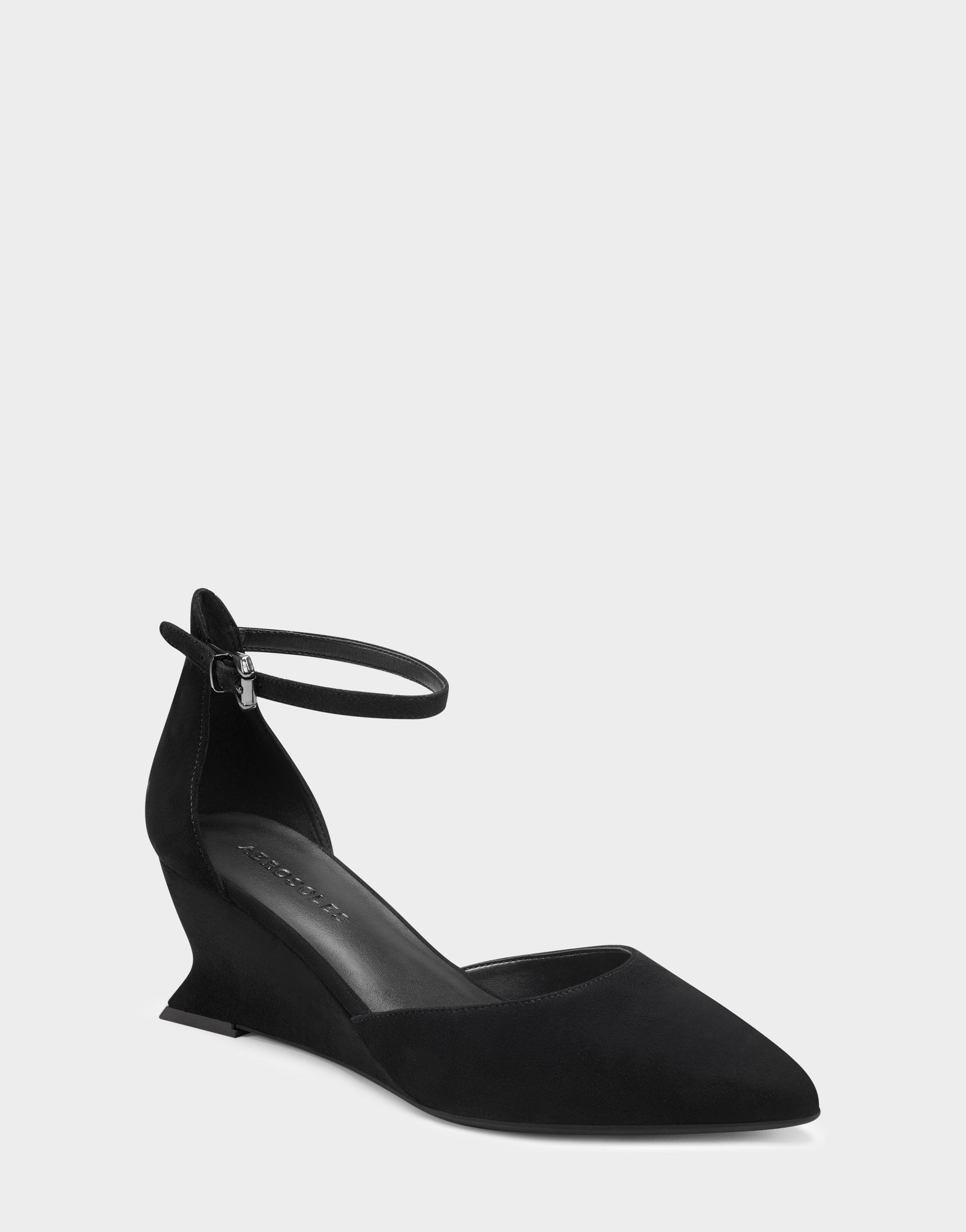 black wedges heels suede